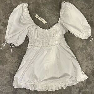 For Love and Lemons Jackson Puff Sleeve Cotton Minidress